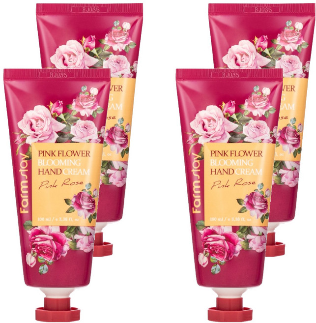 Farm stay 植物莊園 粉色花朵綻放護手霜 玫瑰香, 花香, 100ml, 4個