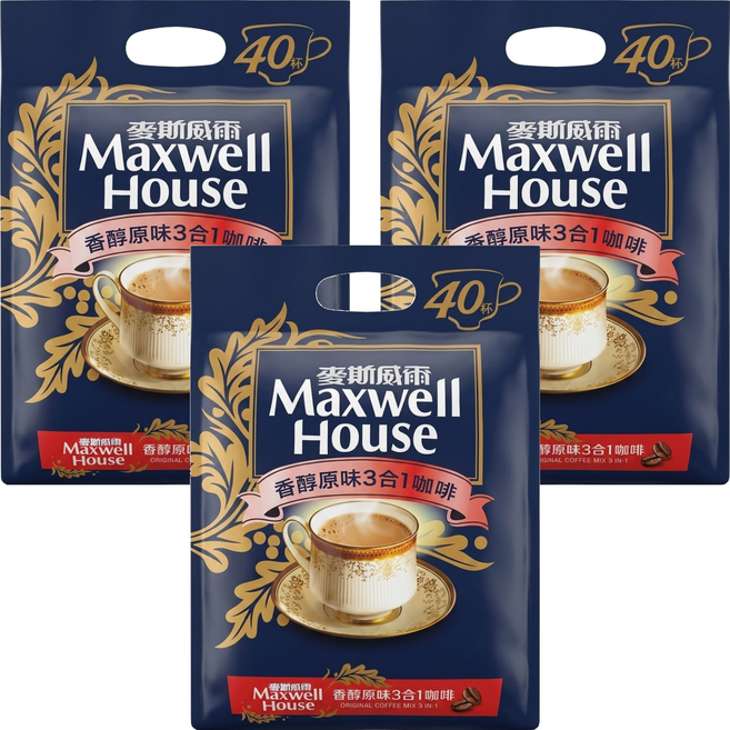 Maxwell House 麥斯威爾 香醇原味3合1咖啡, 14g, 40條, 3袋