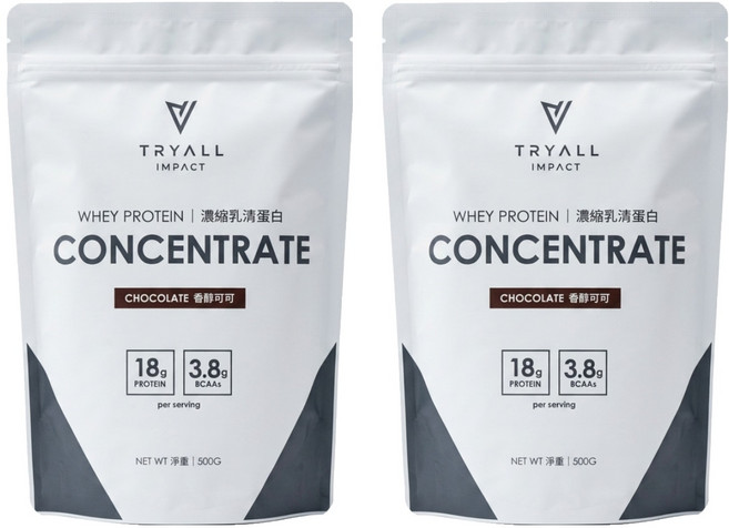 TRYALL 濃縮乳清蛋白粉 香醇可可, 500g, 2包
