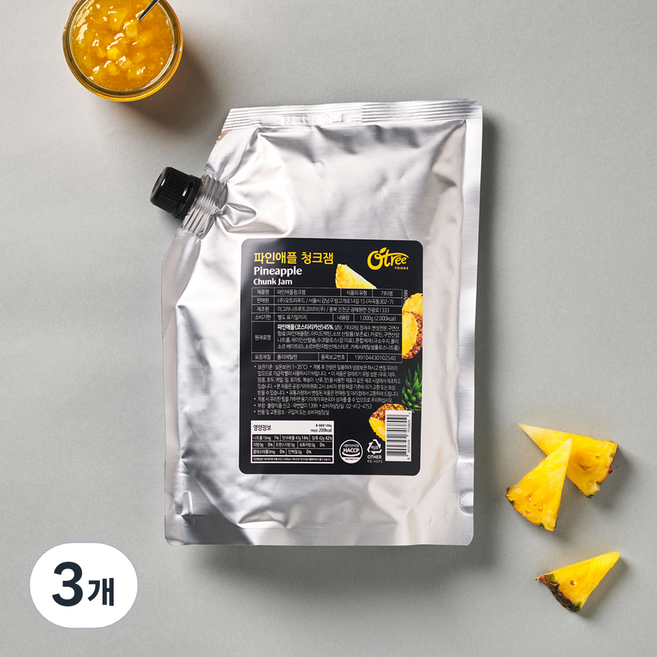 Otree 鳳梨果肉果醬, 1kg, 3個