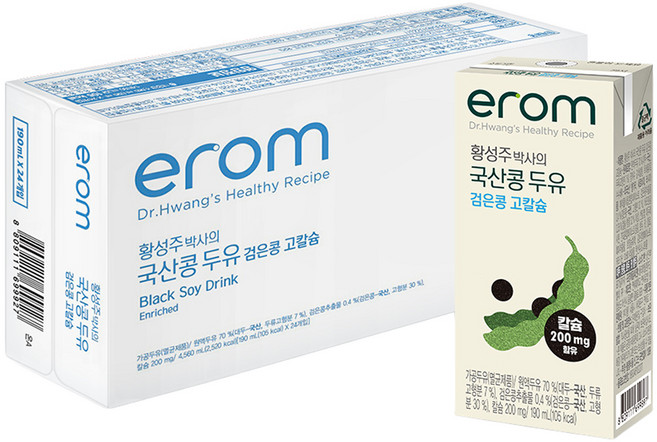 erom 黃聖周博士的國產豆漿 黑豆高鈣, 190ml, 24個