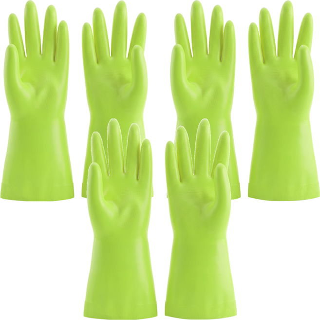 日本 Dunlop Home Products 家事手套 洗碗手套 清潔手套 3雙 敏感肌膚 抗菌 天然橡膠 SeLatex 絨毛 薄手 大(L) 綠色