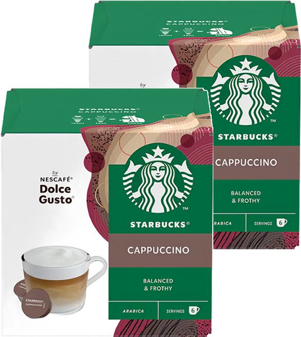 STARBUCKS 星巴克 卡布奇諾咖啡膠囊, 20g, 6組, 2盒