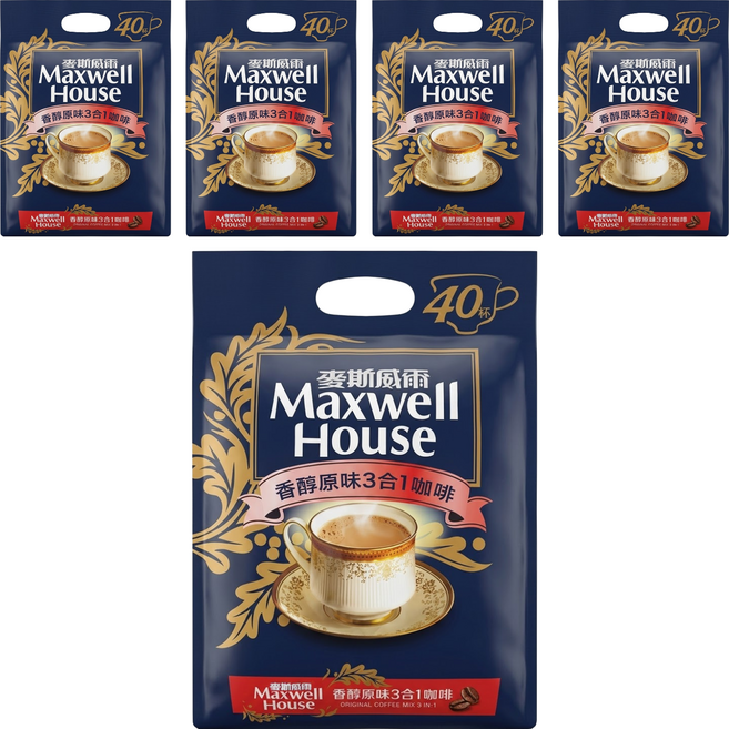 Maxwell House 麥斯威爾 香醇原味3合1咖啡, 14g, 40條, 5袋