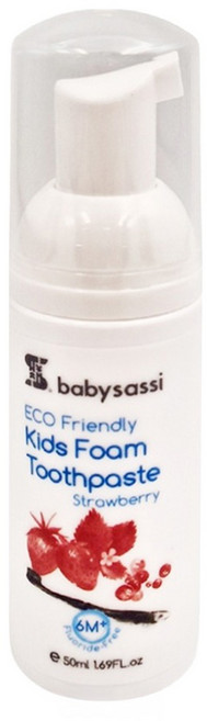 babysassi 誰是寶貝 兒童專用護齒泡沫牙膏 溫和草莓, 50ml, 1瓶