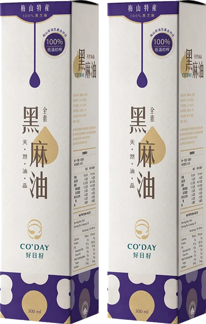 CO'DAY 好日籽 梅山茶油合作社 黑麻油, 500ml, 2瓶