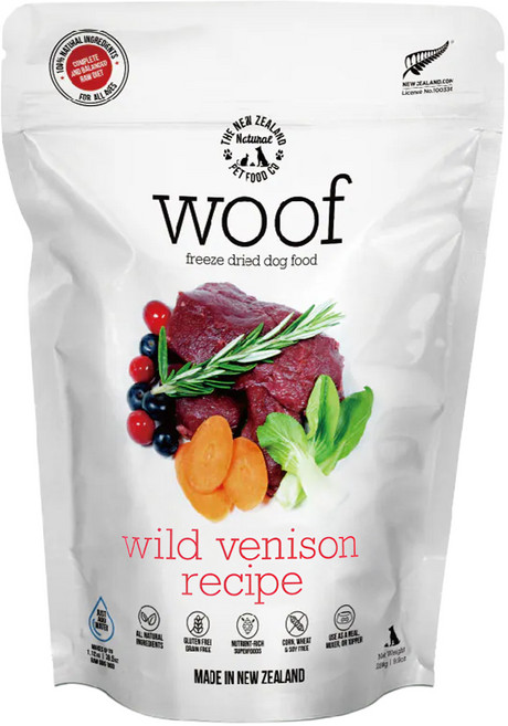 NZ Natural PET FOOD WOOF 全齡犬 狗狗冷凍乾燥生食餐, 鹿肉, 1000g, 1袋