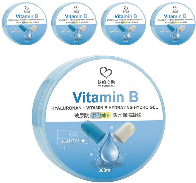 MY SCHEMING 我的心機 玻尿酸+維他命B鎖水保濕凝膠 HYALURONAN + VITAMIN B HYDRATING HYDRO GEL, 5罐, 1罐