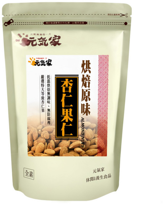 元氣家 烘焙原味杏仁果, 200g, 1包