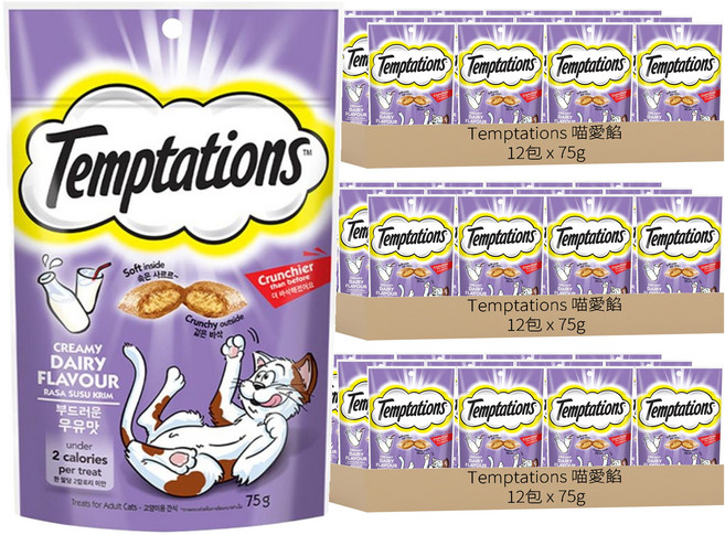 Temptations 喵愛餡 貓點心, 香濃牛奶口味, 75g, 36包