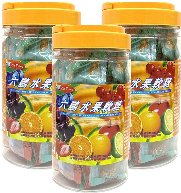 LIU PERNG 六鵬 水果軟糖, 100g, 3罐
