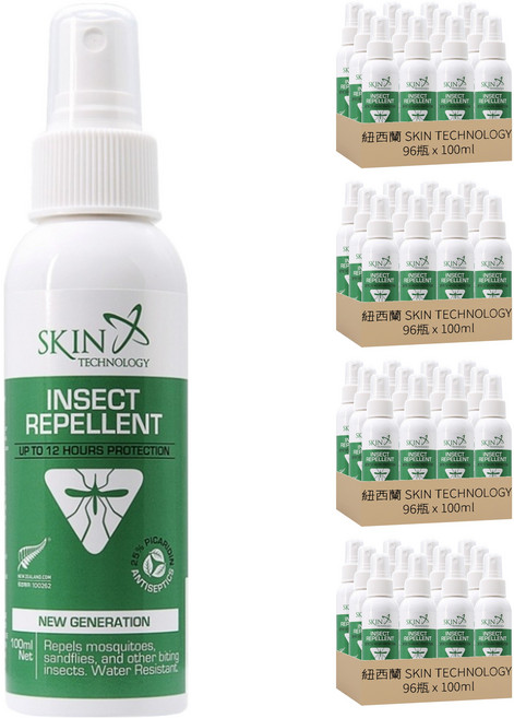 紐西蘭 SKIN TECHNOLOGY 25%派卡瑞丁 瑞斌12H長效防蚊液, 100ml, 384瓶