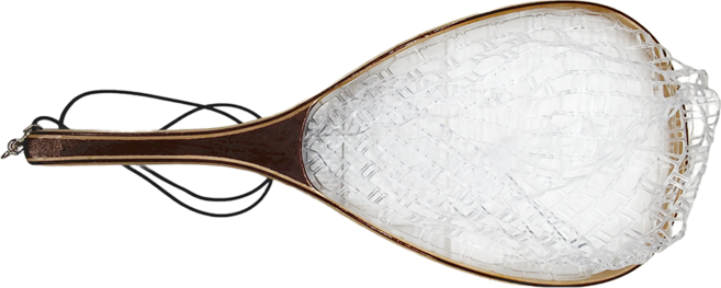 MaruO 實木手撈網 全長60cm 314g 深度24cm 橡膠網眼 伊比利木 飛蠅 FLY 黑鱸 BASS 淺網 抄網 木柄釣魚釣具失手繩 原木色 + 白色 不含框(26 x 38cm)