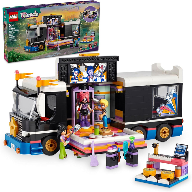 LEGO 42619 流行巨星音樂巡演巴士 Pop Star Music Tour Bus, 1盒, 混合顏色