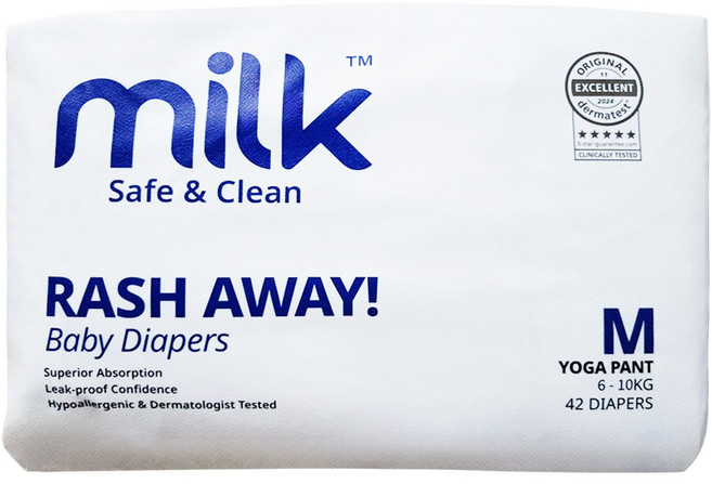 milk 鎖水芯牛奶尿布 褲型 6~10kg, 42片, 中碼 (M)