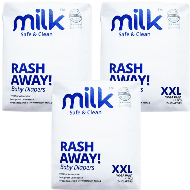milk 鎖水芯牛奶尿布 褲型 15kg以上, 72片, 超大碼 (2XL)