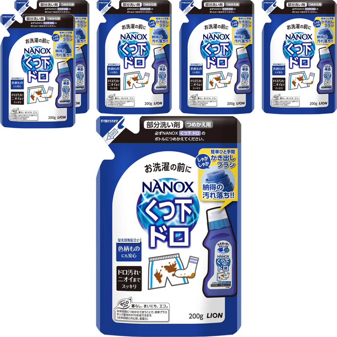 LION 獅王 NANOX 局部酵素去污劑補充裝 淤泥用, 6包, 200ml