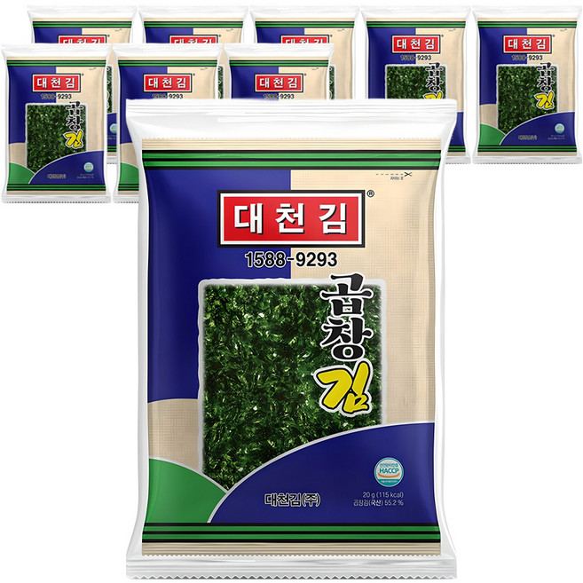 Daechungim 大川 整張特選海苔, 20g, 9包