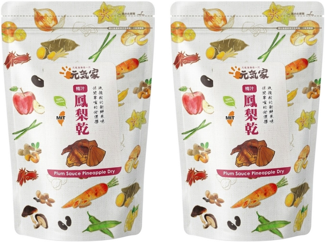 元氣家 梅汁鳳梨乾, 2包, 200g