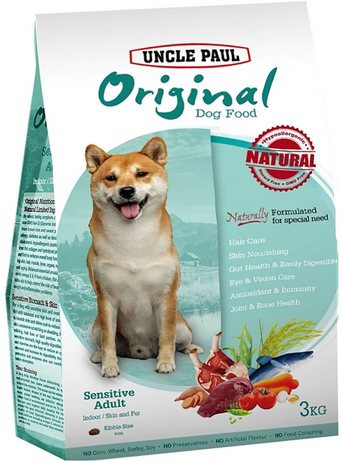 UNCLE PAUL 保羅叔叔 低敏成犬 乾飼料, 糙米、脫水羊肉/鹿肉, 3kg, 1袋