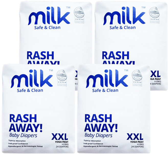 milk 鎖水芯牛奶尿布 褲型 15kg以上, 96片, 超大碼 (2XL)