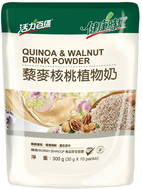 健康時代 藜麥核桃植物奶 有糖, 30g, 10包, 1袋