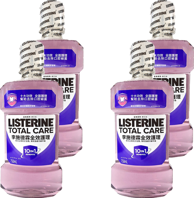 LISTERINE 李施德霖 台灣公司貨 全效護理漱口水, 750ml, 4瓶