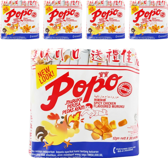 popo 寶寶 辣雞味豆餅, 360g, 5袋