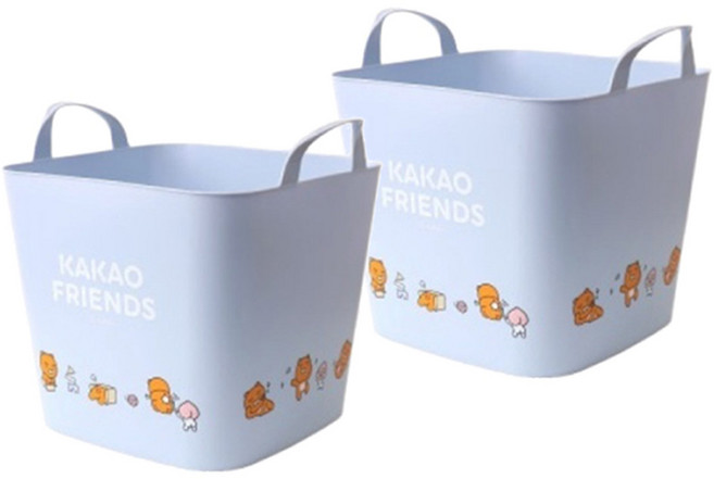 KAKAO FRIENDS 塑膠手提籃, 玩耍 淺藍色, 2個