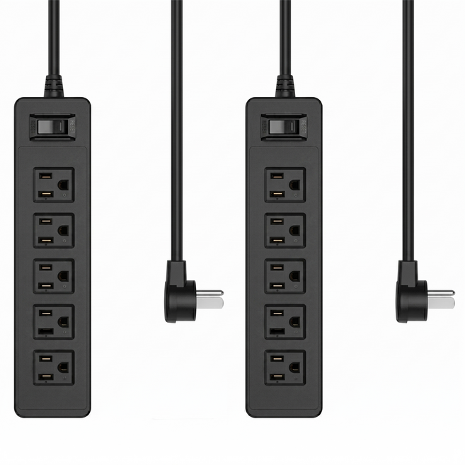 apex Innovation 延長線1開關5插座 125V 15A, 1.8m, 黑色, 2個