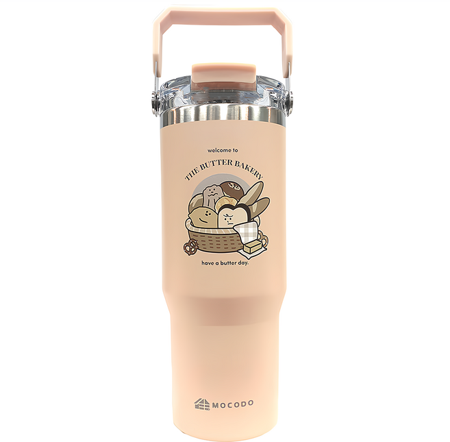 MOCODO 伴佳家 陶瓷雙飲提提杯 GH2401MT, 奶油家族 奶茶色, 1個, 900ml