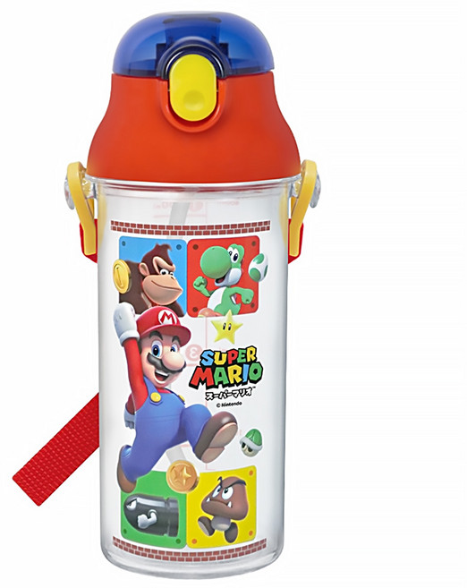 Skater 吸管型定量飲水壺, 瑪利歐 紅色, 1個, 480ml