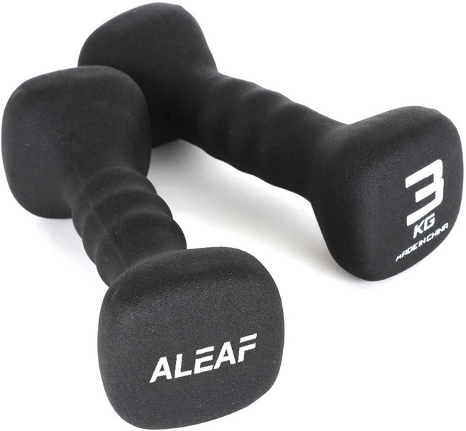 ALEAF 橡膠方頭啞鈴, 3kg, 2個