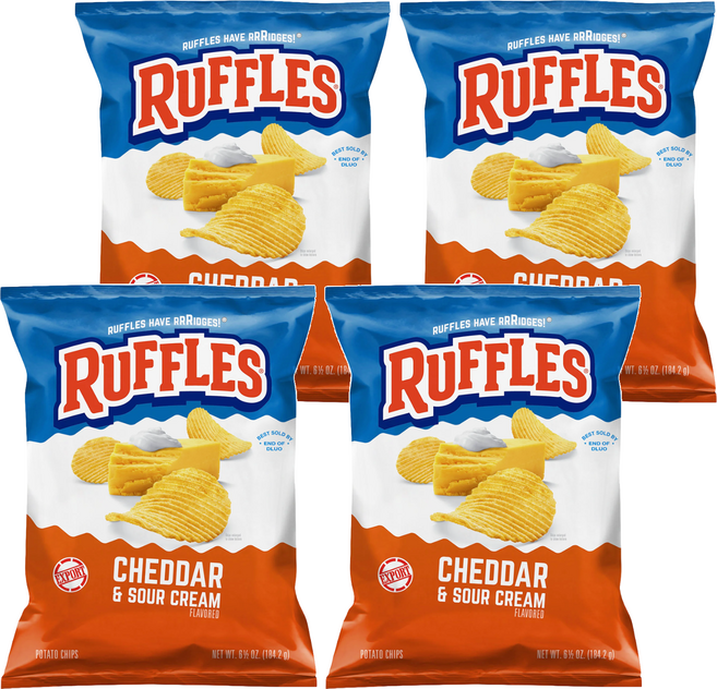 RUFFLES 波樂 Cheddar & Sour Cream 起司口味, 184.2g, 4包