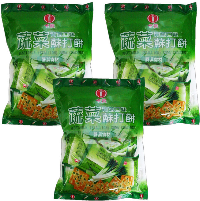 卡賀 蔬菜蘇打餅乾 青蔥口味, 320g, 3袋
