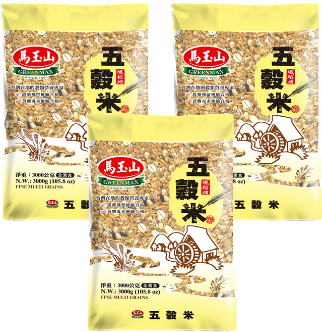 馬玉山 五穀米, 3kg, 3包