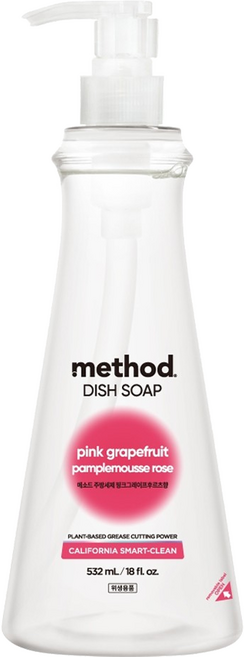method 美則 純淨環保洗碗精 粉紅葡萄柚, 532ml, 1瓶