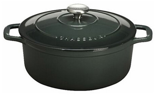 CHASSEUR 圓形琺瑯鑄鐵鍋, 深綠色, 28cm, 1個