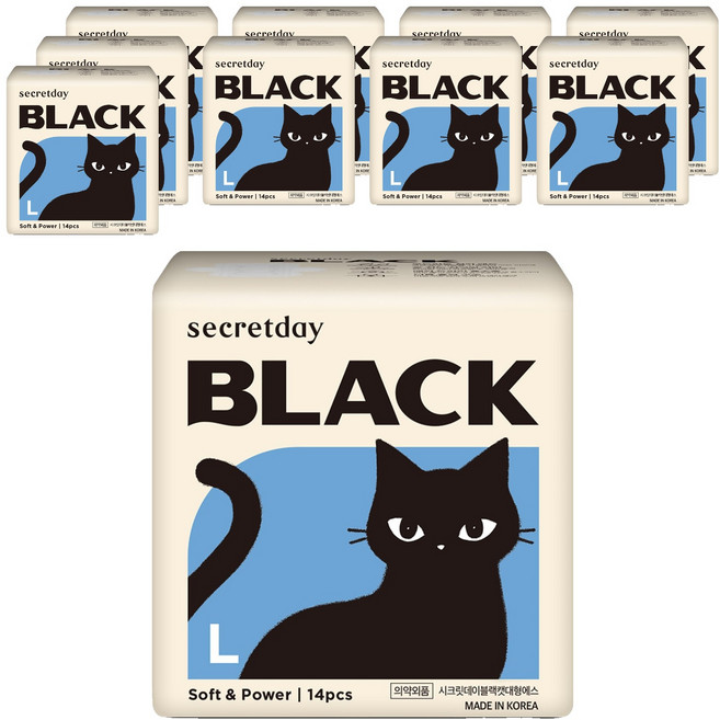 secretday Black蝶翼型衛生棉, 14入, 10個