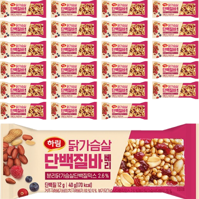 Harim 雞胸肉蛋白棒 莓果, 40g, 24個