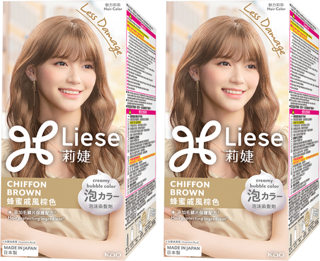 Liese 莉婕 泡沫染髮劑, 蜂蜜戚風棕色, 2個