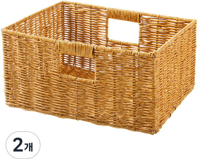 comet Home Natural 藤編圖案方形籃 L, 單一顏色, 2個