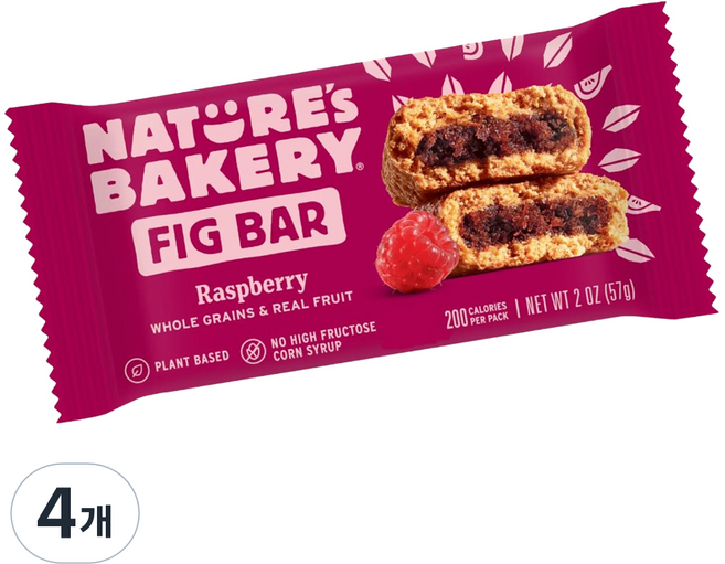 Nature's Bakery 覆盆莓無花果棒, 4個, 57g