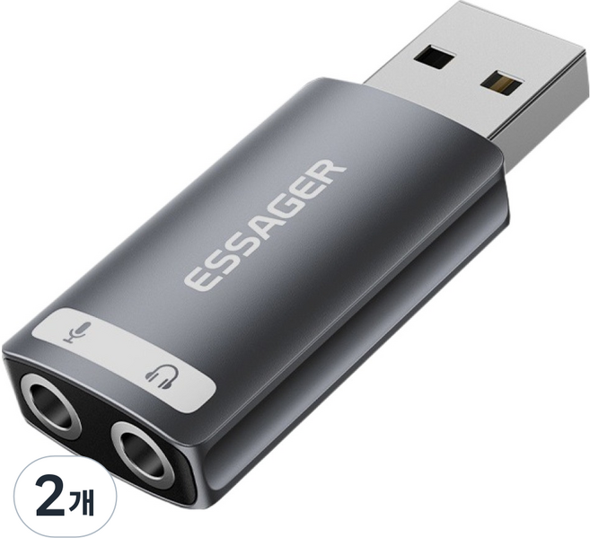 ESSAGER 雙埠 USB A 轉外接式音效卡 3.5mm