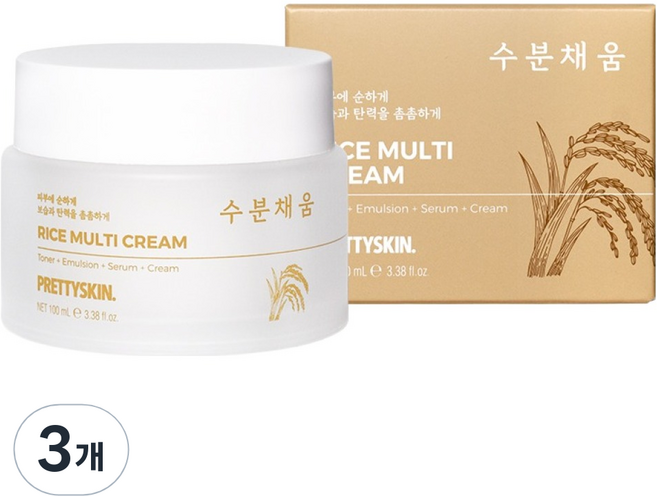 PRETTYSKIN. 米糠多效保濕霜, 3個, 100ml