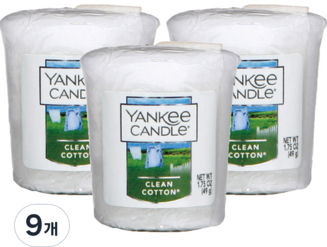 YANKee CANDLe 許願蠟燭, 潔淨棉, 49g, 9個
