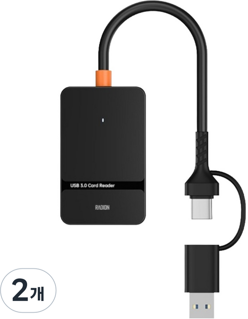 RaOn Home Mart Radion 6合2 USB 3.0 Type-C USB-A SD TF Memory Stick Duo CF卡 多功能讀卡機 集線器, 黑色, 2個, RUH-420CA