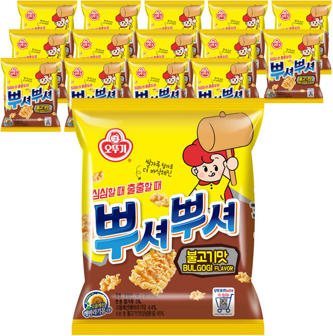 OTOKI 不倒翁 迷你捏碎點心麵 韓式烤牛肉風味, 90g, 15個