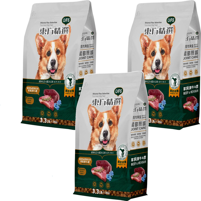 Oriental Fine Selection 東方精選 成犬/老犬機能性狗食, 關節照護, 1.5kg, 3袋