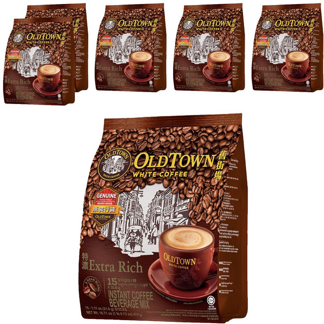 OLDTOWN WHITE COFFEE 舊街場白咖啡 3合1特濃白咖啡, 35g, 15條, 6袋
